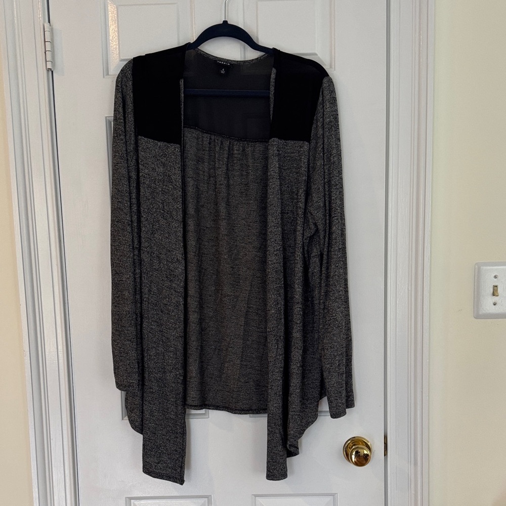 Torrid Charcoal and Black Open Cardigan